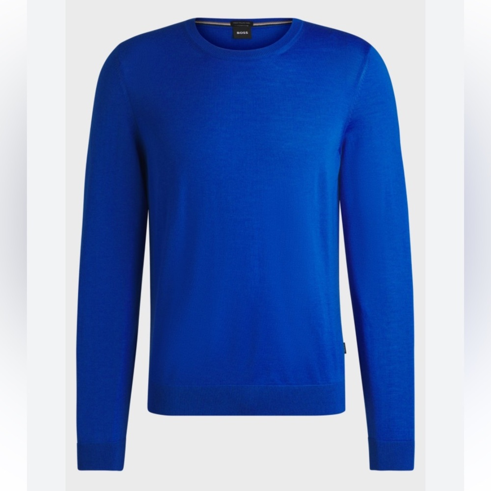 BOSS by Hugo Boss Blue with Black Stripe 100% Cotton Crewneck Sz S